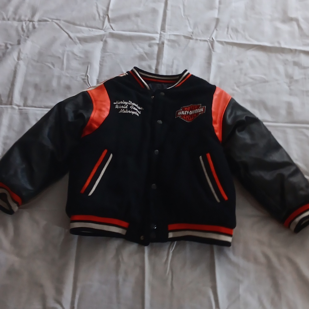 Harley-Davidson Black and Orange Varsity Jacket
